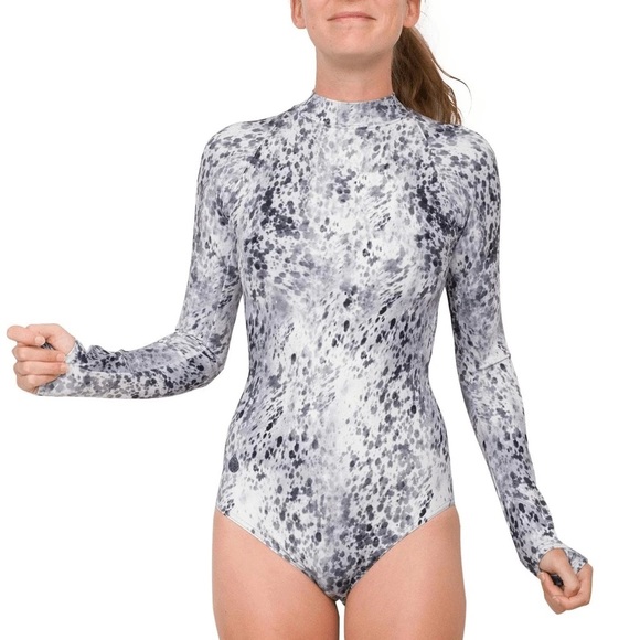 Waterlust recycled zip surf paddle swim suit long sleeve mock neck - medium - Picture 1 of 12